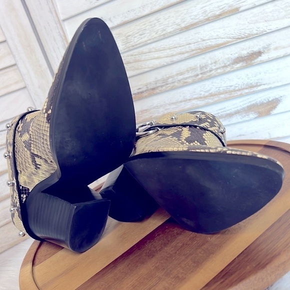 REBECCA MINKOFF l  Harness Silver Studs Snake Bootie Slip-On Mule Clogs - Picture 10 of 10